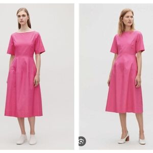 COS Hot Pink Fitted Midi Dress